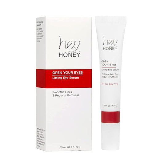 Hey Honey Open Your Eyes Lifting Eye Serum | Under Eye Cream for Dark Circles & Puffiness | Around The Eyes Hydration | Suitable For Sensitive Aging Skin | Delivers A Bright Rested look | 0.5 oz.-Velvo Beauty