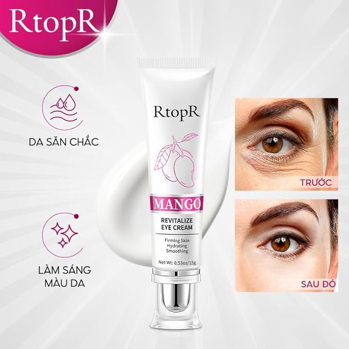 RtopR Mango Firming Eye Cream, Under Eye Cream for Dark Circles and Puffiness, Firm and Smooth the Look of Fine Lines, Smoothes the Skin Around the Eyes-Velvo Beauty