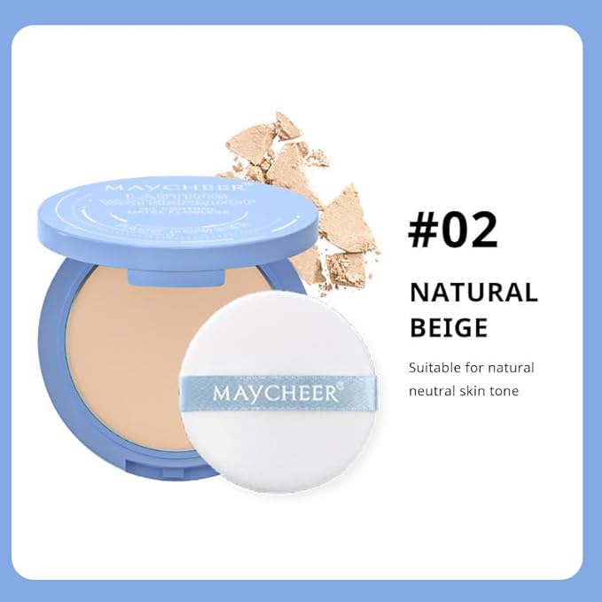 Oil Control Face Pressed Powder, Matte and Smooth Translucent Powder Setting Powder Makeup, Waterproof Long Lasting Finishing Face Powder, Cruelty-free(#02 NATURAL BEIGE)-Velvo Beauty