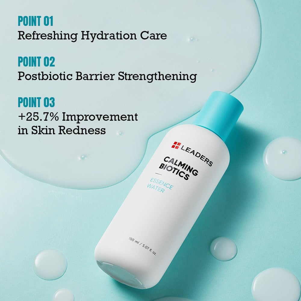 LEADERS Cosmetics Calming Biotics Essence Water - 150ml/5.07 Fl Oz Hydrating Strengthening Nourishing and Deep Moisturizing Toner for Sensitive Skin-Velvo Beauty