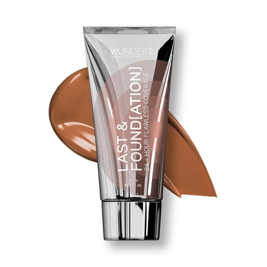 WUNDERBROW Full Coverage Foundation, Last & Found[ation] – Buildable Full Coverage Liquid Foundation For 24+ Hours Wear – Long Lasting, Waterproof, Chocolate-Velvo Beauty