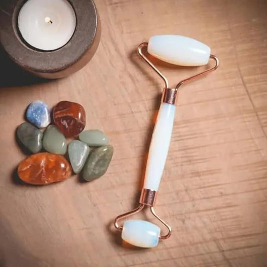 Opal Roller & Gua Sha Set, Face Roller Manual Massager, Opal Applicator for Face, Neck,Body Muscle,Relaxing, Stimulating Blood Flow, Relieve Fine Lines, Wrinkles,Opal-Velvo Beauty