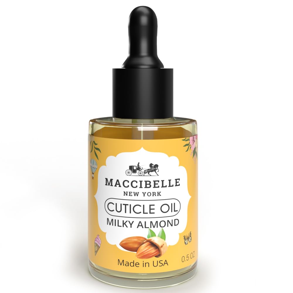Maccibelle Cuticle Oil Almond Oil 0.5 oz - For Dry Nail Cracked Cuticles (Milky Almond 0.5 Fl Oz)-Velvo Beauty