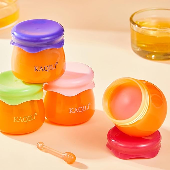 Honey Lip Balm Pot, Propolis Lip Mask, Strawberry Hydrating Propolis Lip Sleeping Mask, Prevent Dry&Cracked, Lip Repair Nourishes the Lip Skin (strawberry & blueberry & peach & avocado)-Velvo Beauty