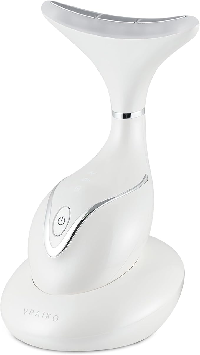 Iris Neck Face Massager, Pro Face Sculpting Tool with Charging Base, All-in-1 Facial Device for Enhanced Absorption, Radiance, Contouring, Elasticity, Home Facial Spa (White)-Velvo Beauty