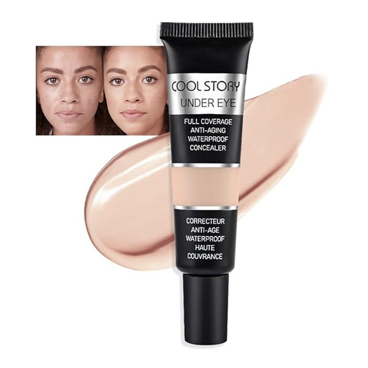 Kaely under Eye Concealer Full Coverage,Waterproof Concealer for Dark Circles,Puffiness,Redness,Cream Foundation Eye Brightener Serum,Color corrector de ojeras,Anti Aging,Natural Matte Finish,Medium-Velvo Beauty