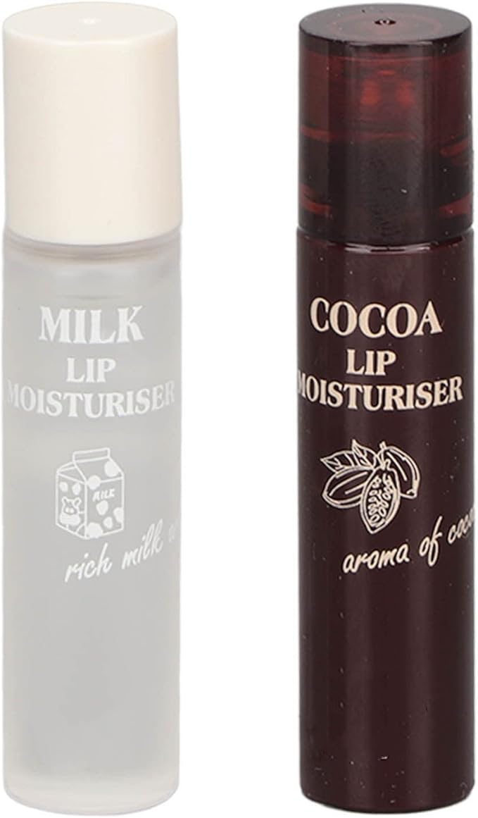 Hydrating Oil, 2pcs Roll On Hydrating Lip Gloss, 5ml Moisturizing Lip Balm Cocoa Bean Milk Lip Oil Hydrating Nourishing Day Night Repair-Velvo Beauty