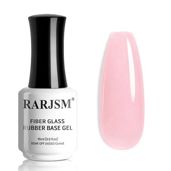 RARJSM Nude Sheer Pink Fiber Glass Rubber Base Gel Nail Polish for Repair Broken Nails StrengthenerGel Base Coat Transparent Brush on Building Gel in a Bottle Soak Off UV LED Curing Requires 15ml-Velvo Beauty