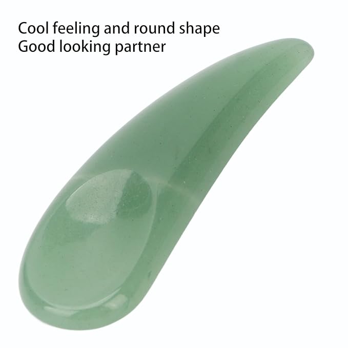 Spatula Scoop, Curved Cosmetic Spatula Scoop Mini Gua Sha Jadestone Curved Makeup Eye Cream Cosmetic Spatula Reduce Puffiness, Bags And Dark Circles Under the Eyes (Green)-Velvo Beauty