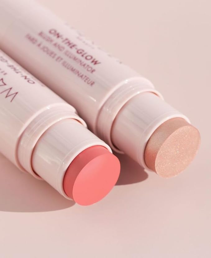 Wander Beauty On-the-Glow Blush and Illuminator - Coral Rose/Nude Glow - 7-in-1 Hydrating Cream Blush & Highlighting Stick - Stick Blush for Cheeks, Lip, & Body - Highlighter Makeup & Blush - 0.4 oz-Velvo Beauty