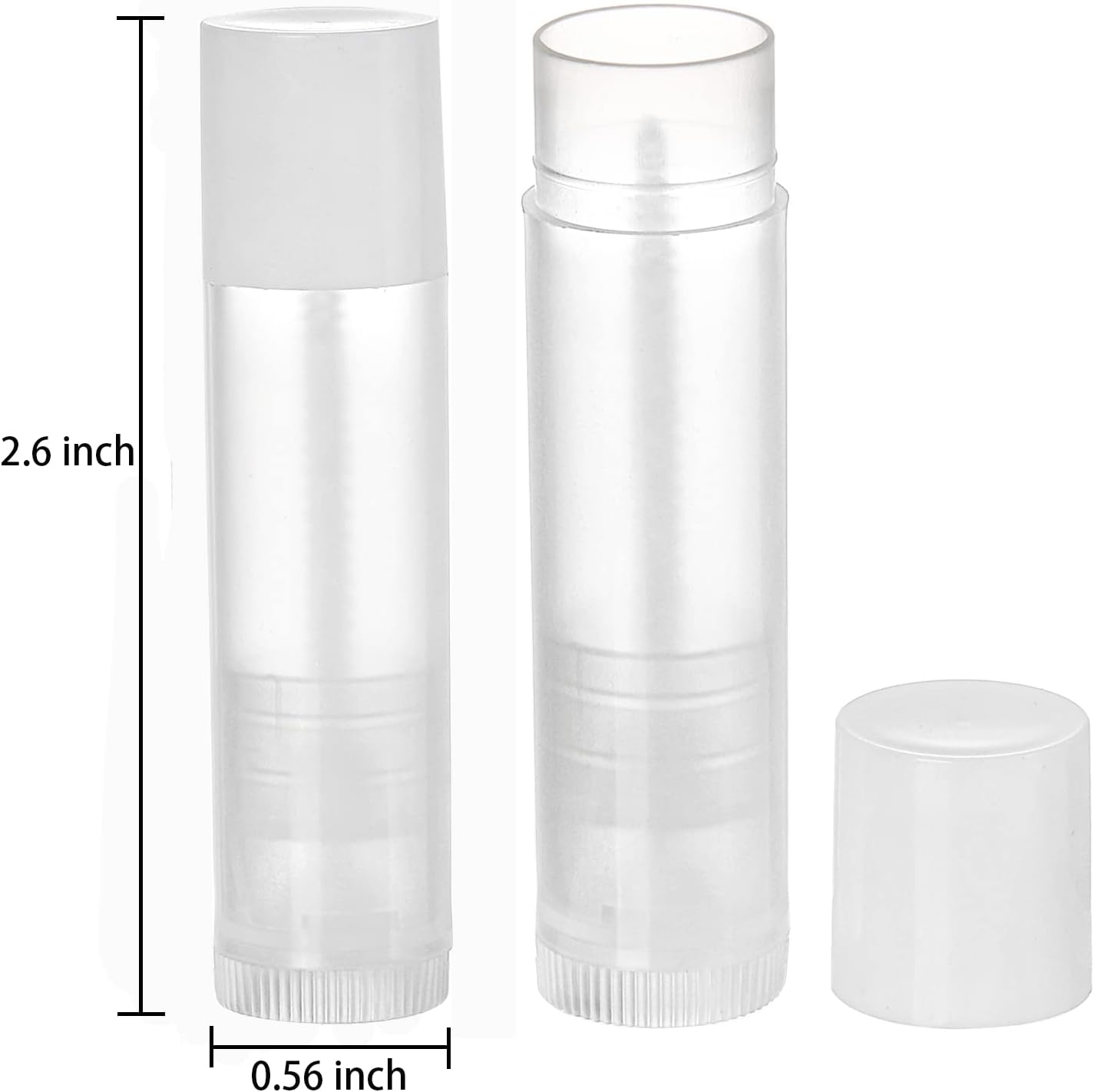 Bekith 100 Pack 5.5ml Clear Empty Lip Balm Tubes with White Caps-Velvo Beauty