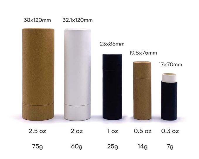 10 Pcs 1 Oz Paperboard Lip Balm Tubes Cardboard Krafts Paper Lipstick Tube Empty Lip Gloss Container Refillable Paper Round Solid Perfume Tube Chapstick Tube DIY Cosmetic Deodorant (Black)-Velvo Beauty