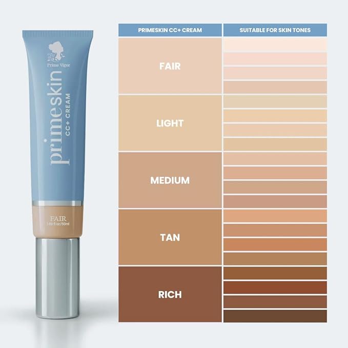 Primeskin Cc Cream for Older Women,Korean Cc Cream, Self Adjusting for Mature Skin, Satin Skin Korean 1.69 Fl Oz/50ml (TAN)-Velvo Beauty