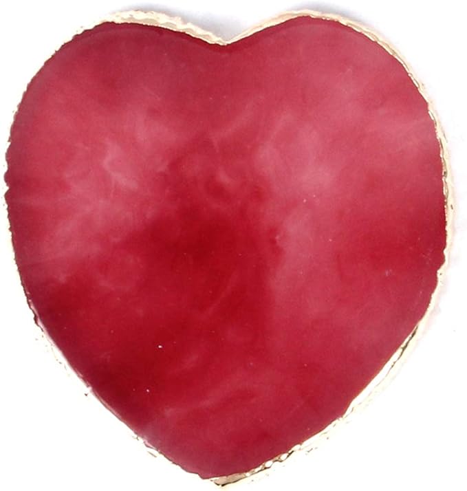 AKOAK 1 Pack Nail Heart Shape Resin Palette Agate Golden Edge Palette Crystal Edge Shooting Prop Palette Works Display Board Tools (Red)-Velvo Beauty