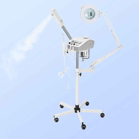 Professional 4in1 Ozone Face Steamer for Deep Hydration with Magnifying Lamp, High Frequency Galvanic for Beauty Spa Shop-Velvo Beauty