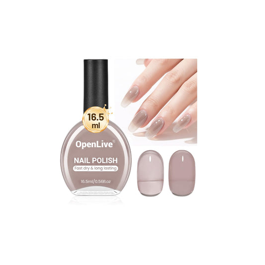 16.5ml Jelly Light Gray Nail Polish Large Volume Quick Dry Nail Polish, Long Lasting Shine, Fingernail Toenail Nail Art DIY Home Travel Nail Art Gift-Velvo Beauty
