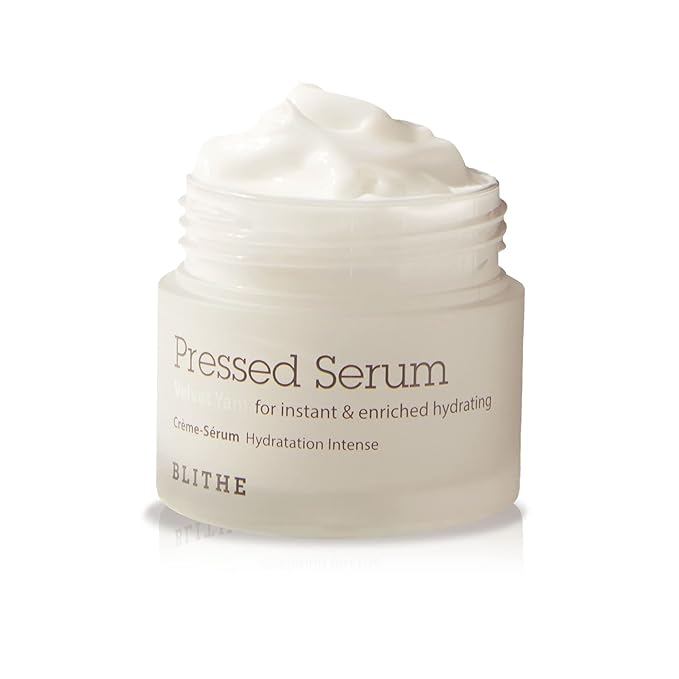 BLITHE Pressed Serum 68.79% Wild Yam Moisturizing Serum with Cream Texture for Women, Vegan Mucin Safe for Sensitive Skin, Korean Skincare 0.91 Fl Oz-Velvo Beauty