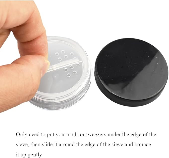 HAHIYO 2P 10ml/0.34oz Plastic Empty Travel Powder Container Small Loose Powders Compact Case Makeup Cosmetic Jar Refillable Powders Box No Leak Powder Holder with Rotatable Sifter and Black Screw Lid-Velvo Beauty