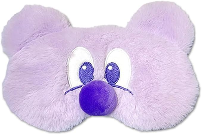 PERFECTSIGHT Mouse Sleep Eye Masks, Cute Plush Sleep Eye Cover Lightweight Adjustable Eyeshade Faux Fur Mask Cover for Women Men Kids Sleep Travel Nap, Big Eye Girl, Purple Nose-Velvo Beauty
