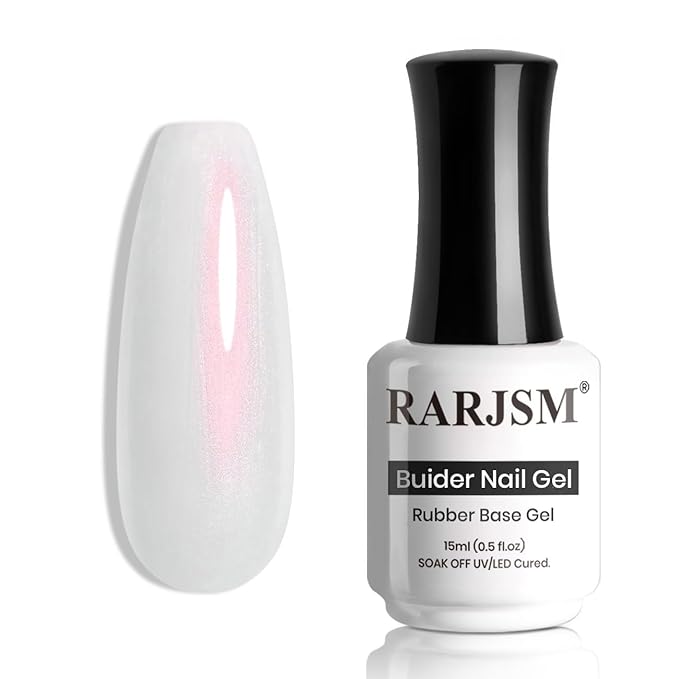 RARJSM Gel Builder Nail Polish Pearl White Red Shimmer Hard Gel in a Bottle Mermaid Shell Glitter Pearlescent Thick Extension Structure Gels for Nails 15ml Soak Off Curing Requires Salon Home Use-Velvo Beauty