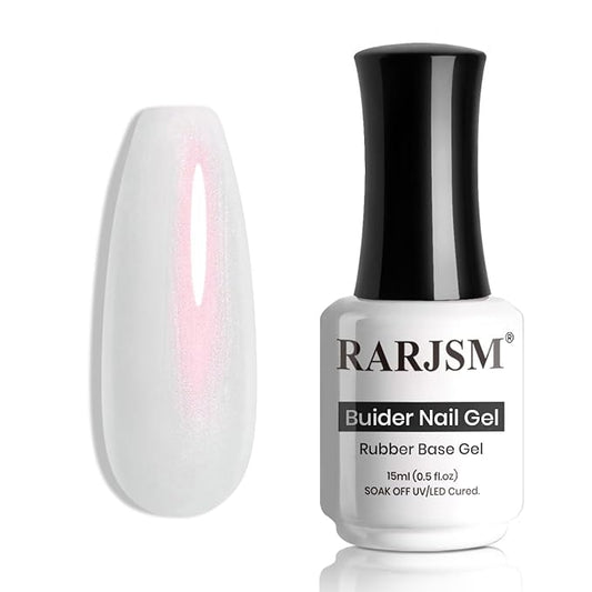 RARJSM Gel Builder Nail Polish Pearl White Red Shimmer Hard Gel in a Bottle Mermaid Shell Glitter Pearlescent Thick Extension Structure Gels for Nails 15ml Soak Off Curing Requires Salon Home Use-Velvo Beauty