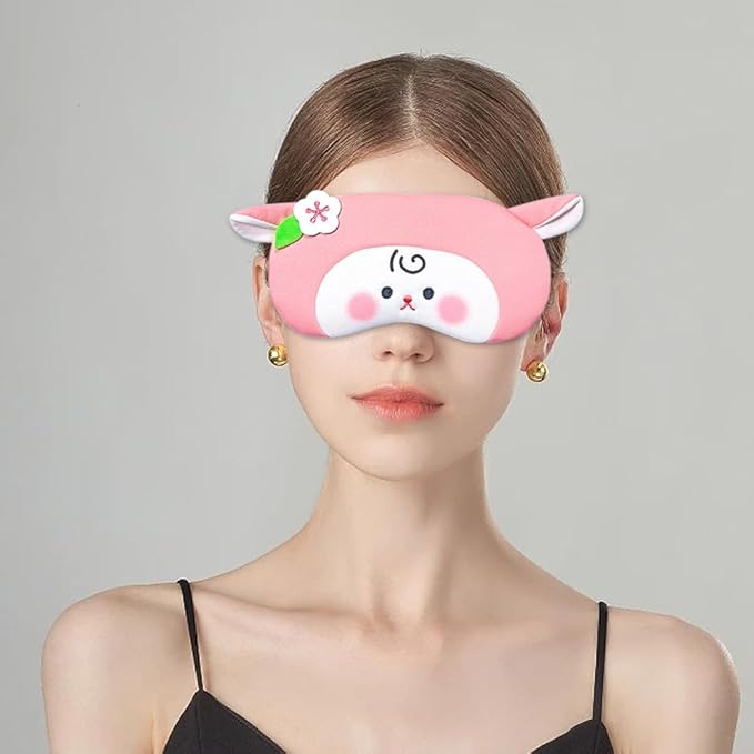 PERFECTSIGHT Sheep Sleep Eye Masks, Cute Plush Sleep Eye Cover Lightweight Adjustable Eyeshade Faux Fur Mask Cover for Women Men Sleep Travel Nap (Pink Sheep)-Velvo Beauty