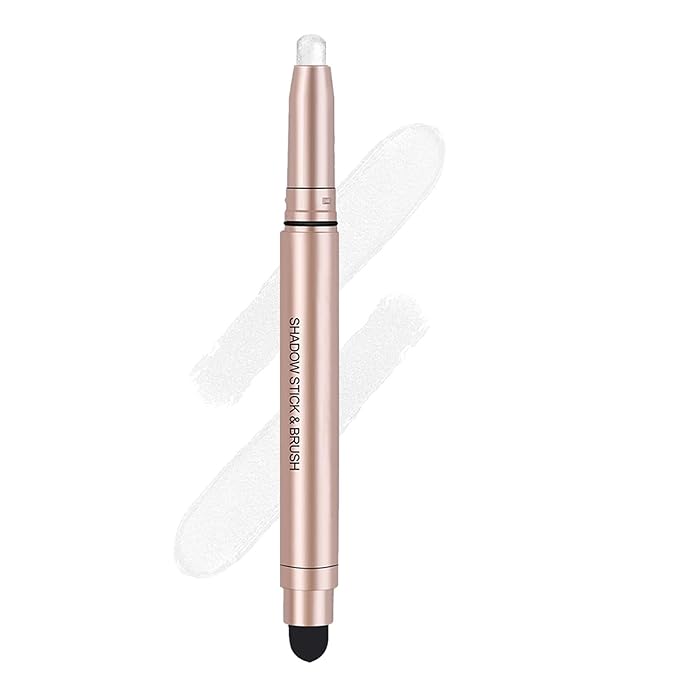 White Cream Eyeshadow Stick, Single Shimmer Eyeshadow Pencil, Waterproof Long Lasting Eye Shadow Stick Makeup, Hypoallergenic High Pigmented Eye Highlighter Pen Create Multi-Dimensional Eyes Look 01#-Velvo Beauty