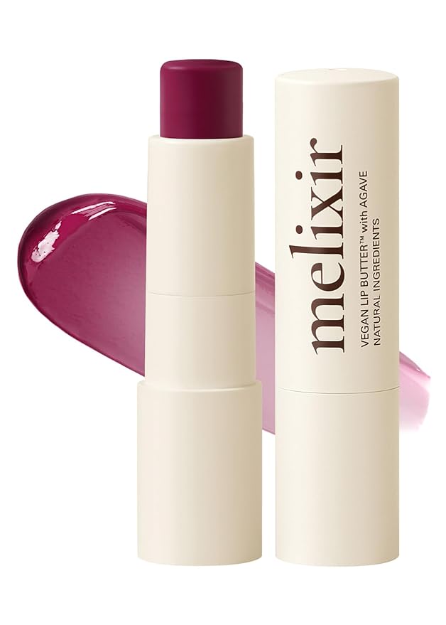 Melixir Vegan Lip Butter #16 Wine Stain (+11 more colors), Hydrating Tinted Lip Balm Stick, Bee-Free, Petrolatum-Free, Plant-Based, Moisturizes Dry Chapped Lips With Shea Butter, Sheer Natural Finish-Velvo Beauty