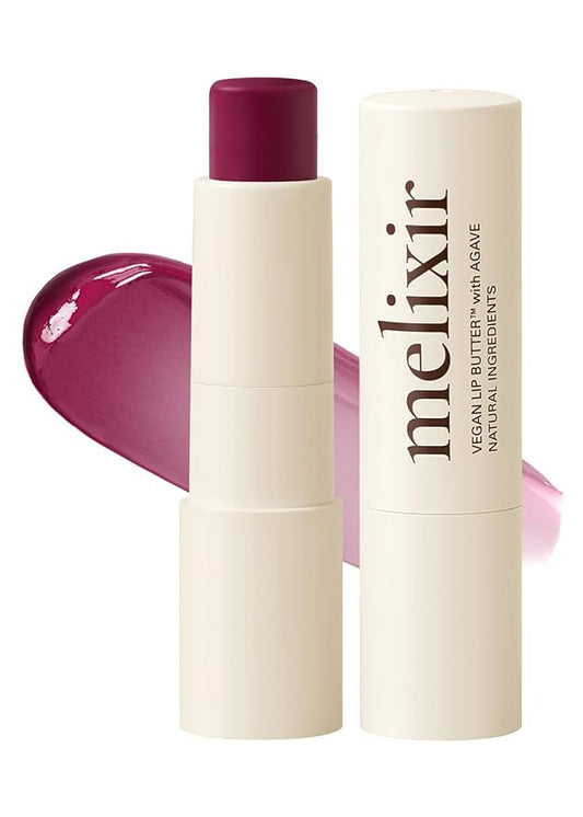 Melixir Vegan Lip Butter #16 Wine Stain (+11 more colors), Hydrating Tinted Lip Balm Stick, Bee-Free, Petrolatum-Free, Plant-Based, Moisturizes Dry Chapped Lips With Shea Butter, Sheer Natural Finish-Velvo Beauty