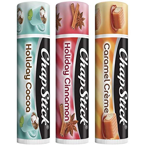 Chapstick Holiday Collection 2017, Pack of 3, Holiday Cinnamon, Caramel Creme & Holiday Cocoa, 0.15 Oz Ea-Velvo Beauty