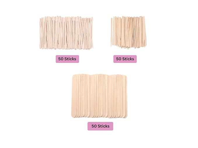 Mibly 3 Style 150 Pcs Assorted Wooden Wax Sticks for Body Legs Face and Small Medium Large Sizes Eyebrow Waxing Applicator Spatulas for Hair Removal or Wood Craft Sticks-Velvo Beauty