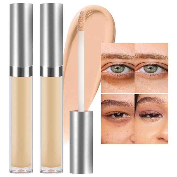 Kaely 2Pcs Hydrating Concealer Wand,Full Coverage Liquid under Eye Concealer,Long Lasting Waterproof Primer Makeup for Dark Circles and Puffiness Trouble Spots Redness,Eye Ring corrector de ojeras 06-Velvo Beauty