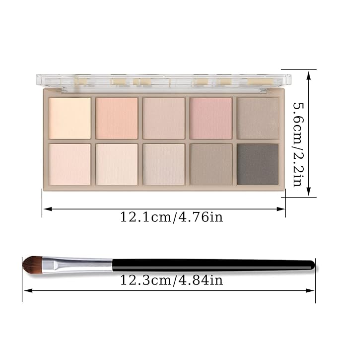 10 Colors Eyeshadow Palette Matte Naked Eye Shadow Makeup,High Pigmented, Naturing-Looking, Ultra-Blendable,Long Lasting High Pigment Nude Eyeshadow with 3 Eyeshadow Brush(Cement color)-Velvo Beauty