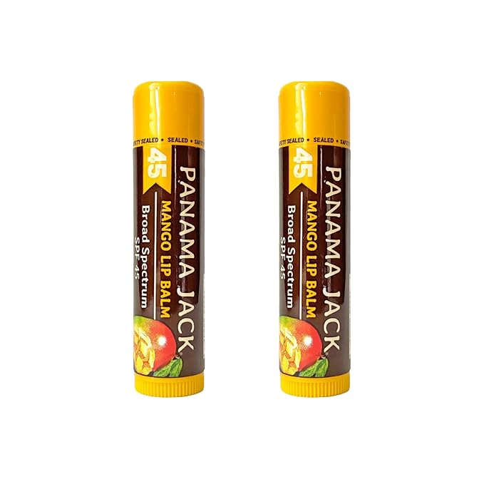 Panama Jack Sunscreen Lip Balm - SPF 45, Broad Spectrum UVA-UVB Sunscreen Protection, Prevents & Soothes Dry, Chapped Lips, Mango, 2-pack-Velvo Beauty