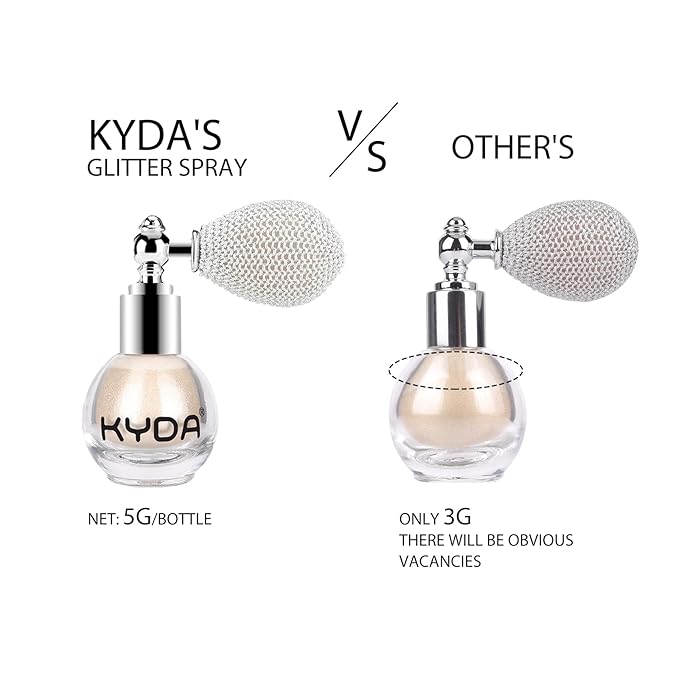 KYDA Highlighter Powder Spray, Glitter High Gloss Spray Shimmer Sparkle Powder Makeup Spray, for Face Body Cosmetic-Light Gold-Velvo Beauty