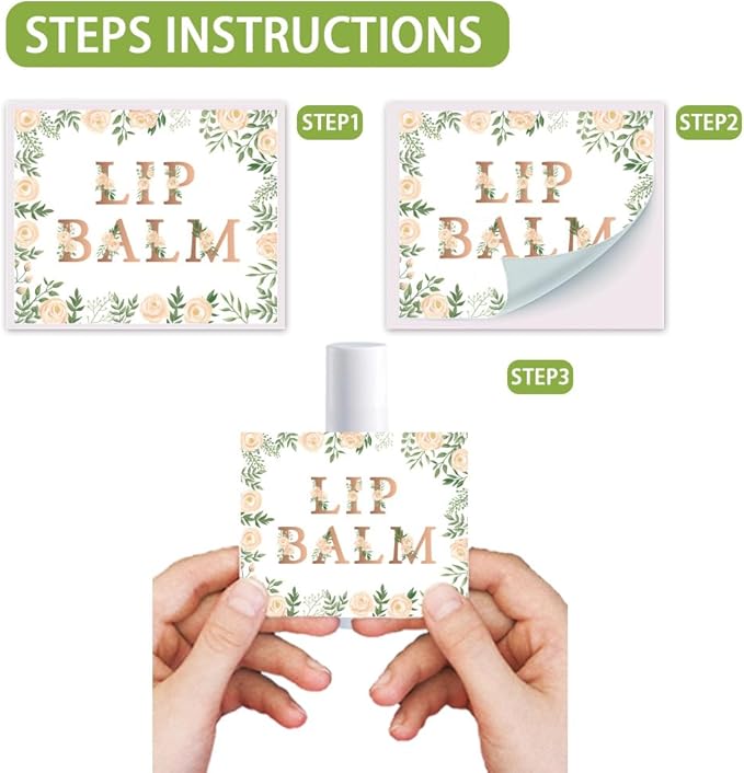 OLYCRAFT 100Pcs Self-Adhesive Lip Balm Tag Stickers 1.7x2.1 inch Waterproof Adhesive Label with Flower Patterns Rectangle Lipstick Tag Sticker for Lip Balm Container Tubes Lipstick Wrapping Decoration-Velvo Beauty