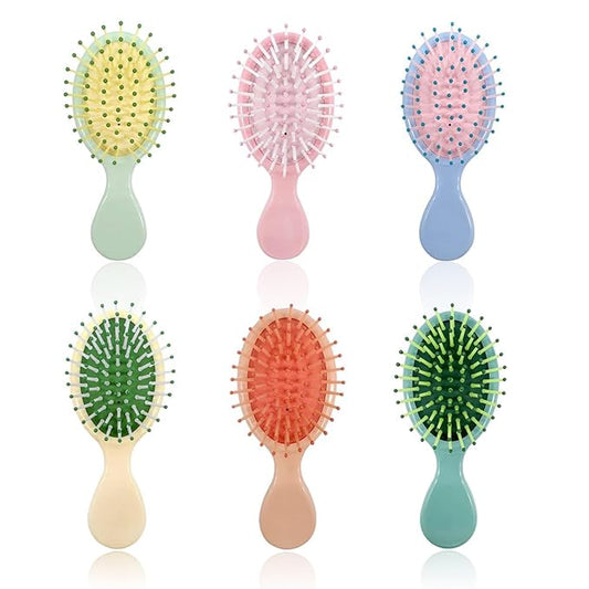 6 Pieces Mini Wet Hair Brush, Travel Detangling Brush, for Most Hair Types, with Ease Knots Without Tears or Breakage, Multicolor-Velvo Beauty