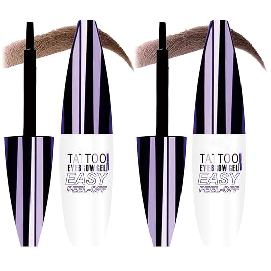 Tattoo Eyebrow Gel Easy Peel Off, Peel Off Eyebrow Tint, Easy Peel off Eyebrow Gel, Peel Off Eyebrow Tint, Waterproof & Sweatproof for All Skin Types (#1 Light Brown +#3 Dark Brown)-Velvo Beauty