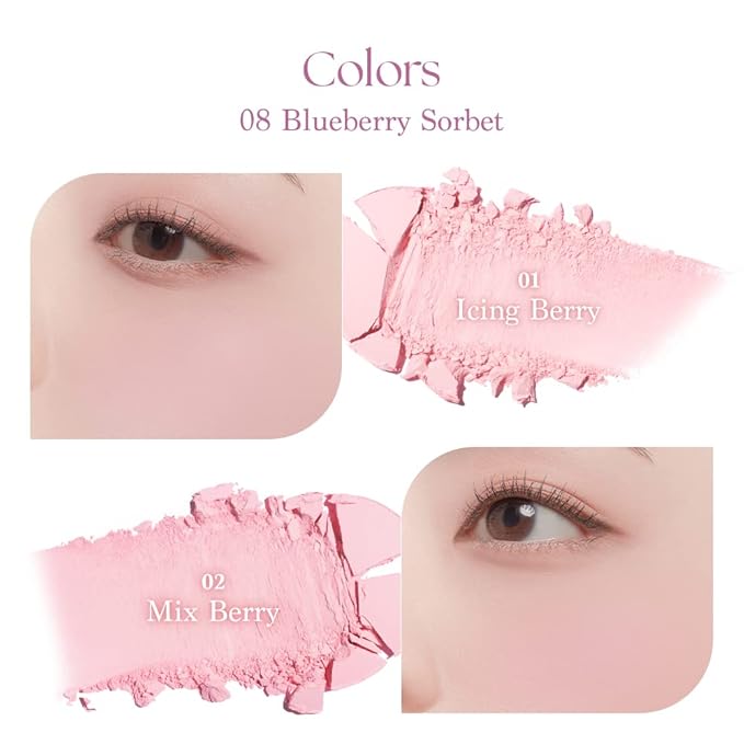 Dasique Blending Mood Cheek #08 Blueberry Sorbet | 4 Blendable Shades in Lightweight Smooth Powder | Vegan | Blush-Velvo Beauty