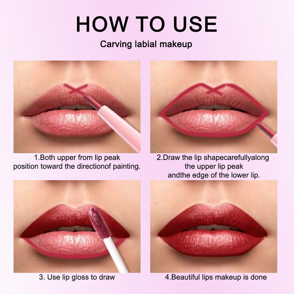 Kaely 2-in-1 Dark Red Metallic Lipstick and Lip Liner, Shimmer Liquid Metallic Lipsticks for Women, Glitter Lip Gloss Stain Long Lasting Waterproof Smudge Proof 24 Hour, Vegan Makeup, 01-Velvo Beauty