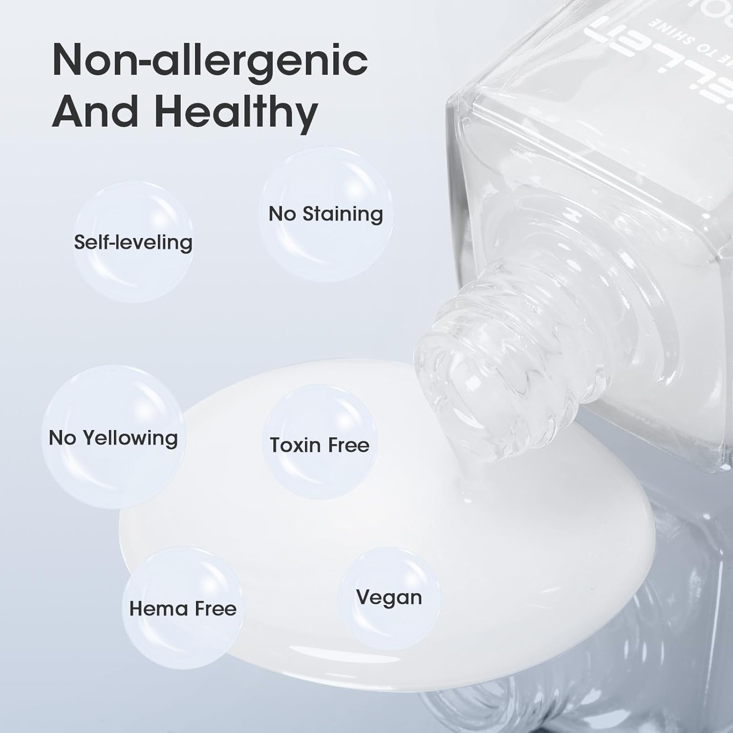 GELLEN Clear Nail Polish Base Coat, Calcium-Formula Nail Base Coat Strengthener Strengthens Nails, Anti-yellowing, Quick Air Dry, No UV Gel, Hema Free, Non-toxic, No Chip, Long Lasting, Protect Nails-Velvo Beauty