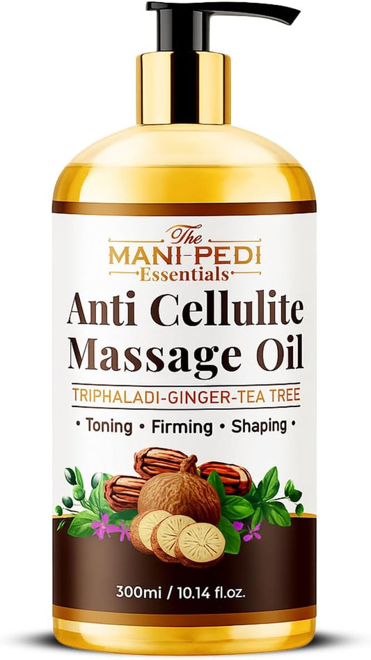Anti Cellulite Massage Oil with Ginger Oil, Tea-Tree Oil & Natural Herbs for Toning, Firming & Shaping. 100% Natural Ingredients, Non-Sticky Texture - 10 Fl Oz-Velvo Beauty