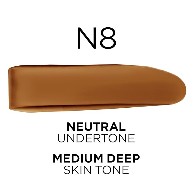 L'Oreal Paris True Match Super-Blendable Foundation, Medium Coverage Liquid Foundation Makeup, N8, Medium Deep, 1 Fl Oz-Velvo Beauty