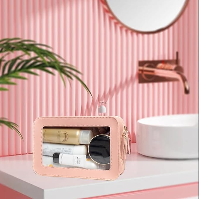 Clear Makeup Bag Small, TSA Approved Portable Toiletry Bag with Zipper Cosmetic Travel Bag Makeup Organizer Case Mini Makeup Pouch for Purse Car Organizer Bag for Women Men-Velvo Beauty