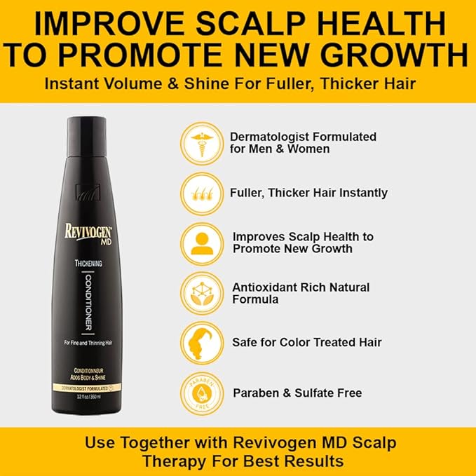 Revivogen MD Thickening Conditioner, Conditioner for Thinning Hair, Hair Loss Conditioner, Thickening Conditioner Men/Women, Conditioner for Hair Loss, 12 Fl oz-Velvo Beauty