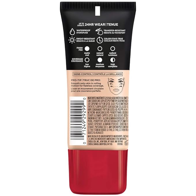 L'Oreal Paris Cosmetics Makeup Infallible Pro-Matte Liquid Longwear Foundation, Classic Ivory, 1 fl oz-Velvo Beauty