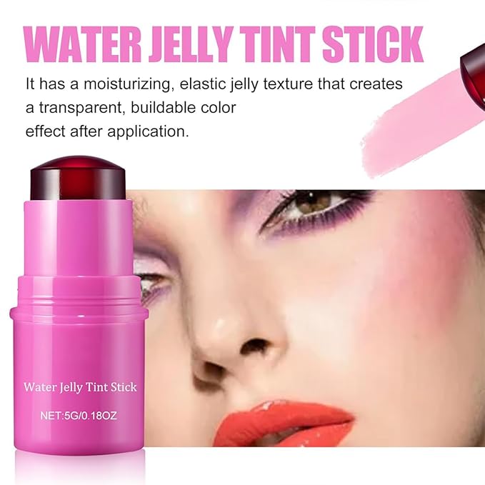 Milk Cooling Water Jelly Tint Blush Stick Face Makeup, Sheer Lip & Cheek Stain, Buildable Watercolor Finish,Vegan, Cruelty Free - 0.18 fl oz (BERRY)-Velvo Beauty