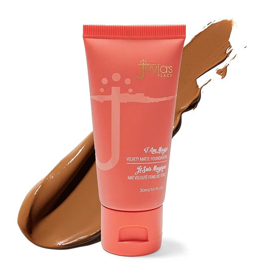 Juvia's Place I Am Magic Velvety Matte Liquid Foundation 330 - Accra - Dark w/Cool Olive Undertone, Makeup Foundation Full Coverage, Lightweight, Long Wear, Velvety Matte Finish-Velvo Beauty