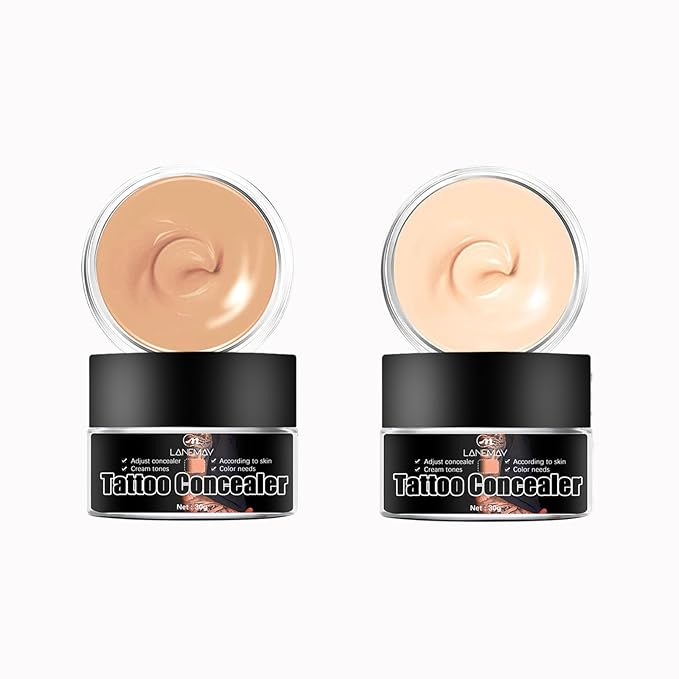 Tattoo Cover Up, Invisible Waterproof Concealer,Long Lasting Professional Skin Makeup Concealer Kit for Body Leg Tattoo, 2 Colors,30gX2-Velvo Beauty