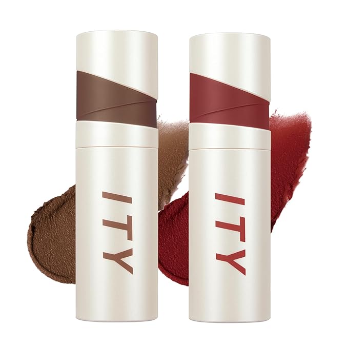 ITY Velvet Matte Finish Lip Stain-Mousse Textured Lip Clay, Red Shade, Conceals Lip Lines, Rich Pigment Lip Tint Lipsticks, 0.14 oz (4g) in Earthy, Ruby.-Velvo Beauty